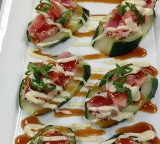 GLUTEN SENSITIVE AHI TUNA ON CUCUMBER