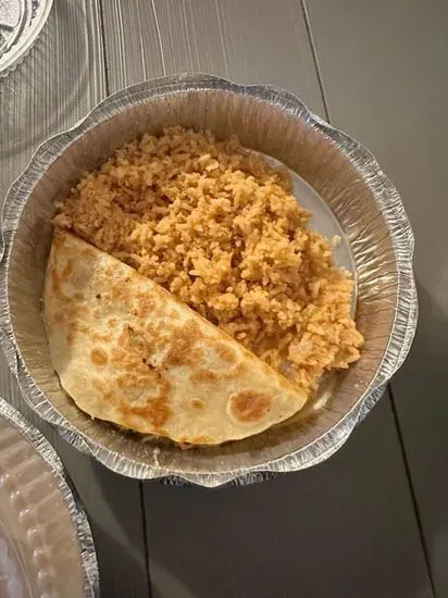 3. Chicken Quesadilla and Rice