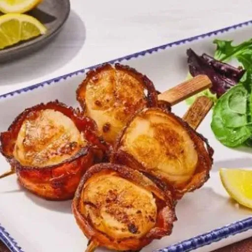 New! 4 Bacon-Wrapped Sea Scallops