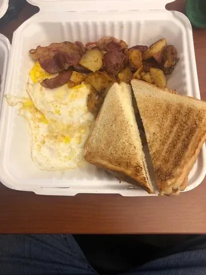 2 Eggs, Home Fries, Meat, Toast