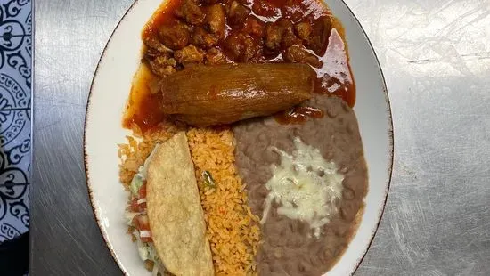 I. Chile con Carne, One Taco and One Tamal