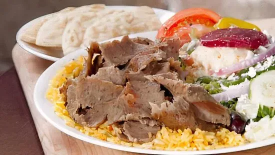 Gyro Meat with Rice & Greek Salad Dinner