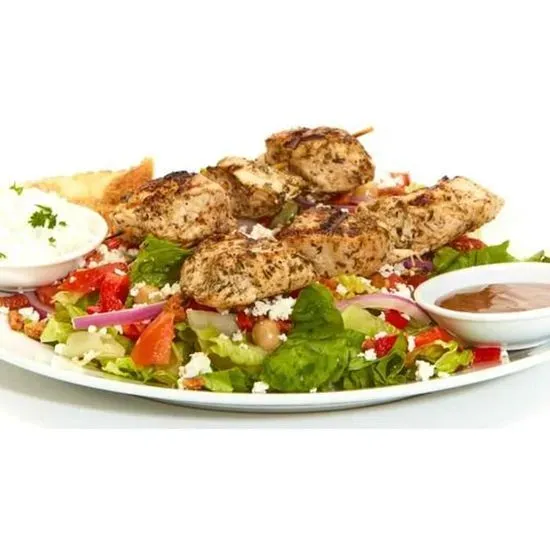 Mediterranean Salad w/ Grilled Chicken Kebobs