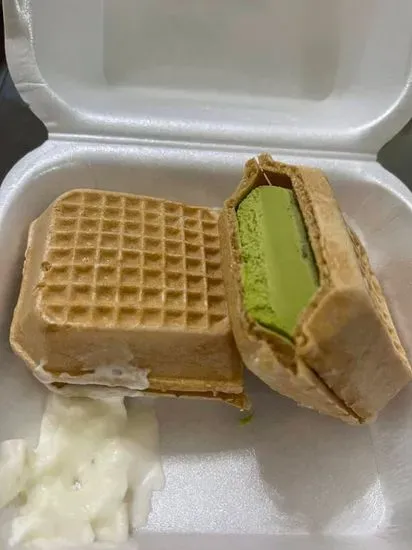 Green tea waffle ice cream