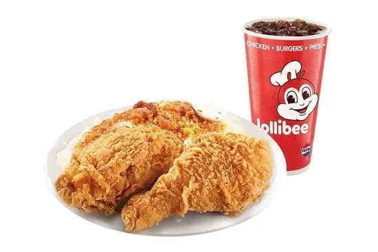 2pc Chickenjoy w/ Palabok Fiesta and Drink