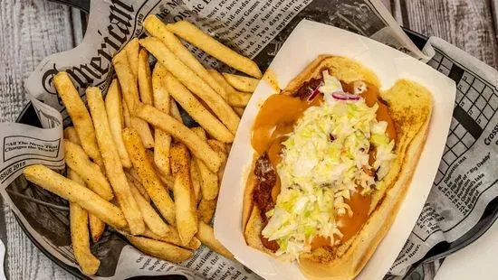 Chili Cheese Dog with Slaw