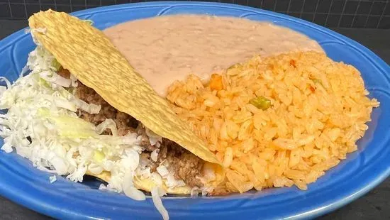 10.- Hard Taco, Rice And Beans