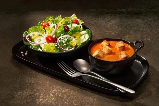 Greek Salad & Creamy Tomato Soup