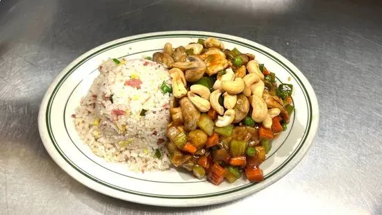 19. Pork Fried Rice, Cashew Chicken