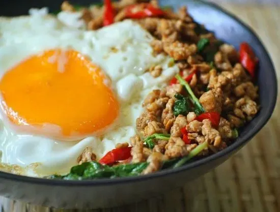 Pad Krapow Kai with egg