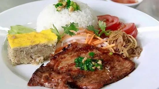 Rice with Shredded Pork, Pork Chop, Meat Loaf 