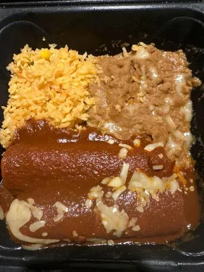 5. Two Enchiladas, Mexican Rice & Refried Beans