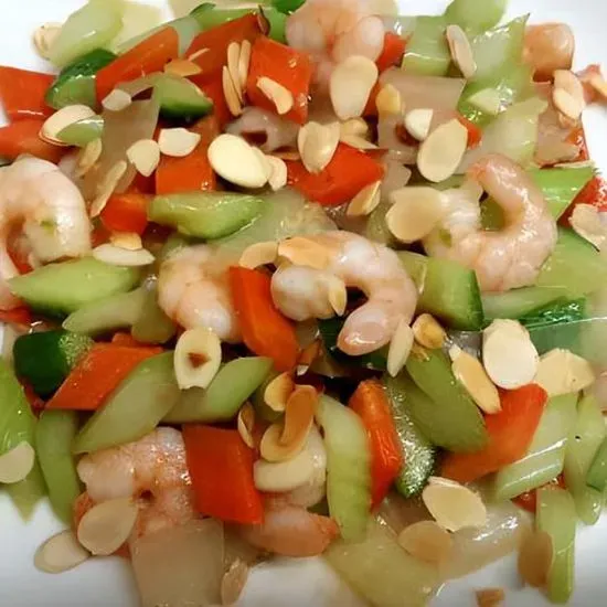 86. Shrimp With Almond Ding 杏仁虾