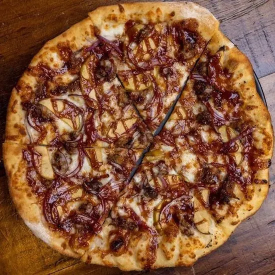 Smoked BBQ Pulled Pork, Fuji Apple, Red Onion