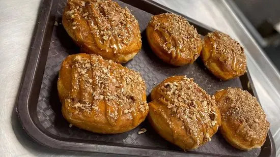 Maple Iced Cinnamon Roll with Walnuts