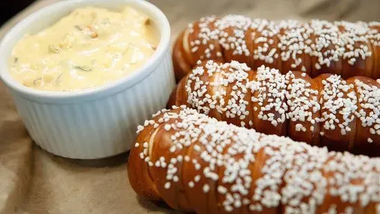 Queso with Soft Pretzels