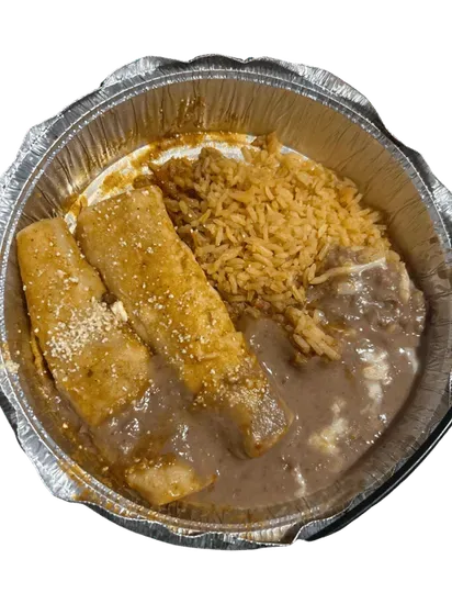 3. Two Enchiladas, Rice and Beans