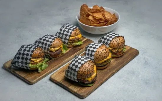 6 Pack Burger and Chips