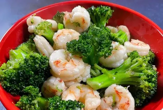 Steamed Shrimp with Broccoli / 水煮芥蓝虾