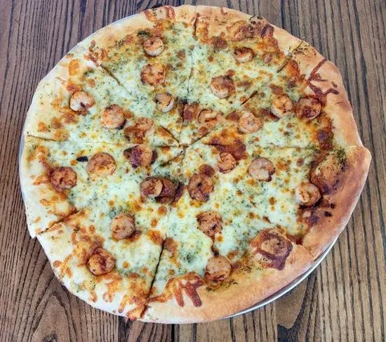 Small Pesto-Shrimp Pizza