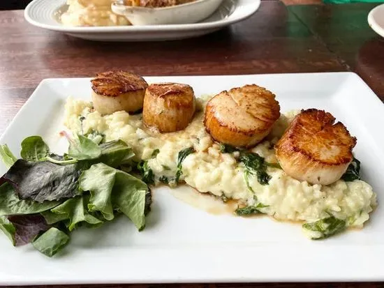 Seared Scallops over Risotto (gf)