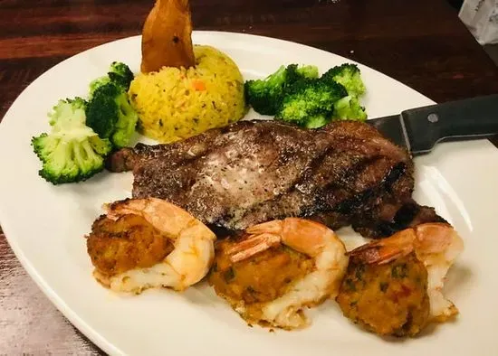 Surf & Turf (Sirloin & Baked Stuffed Shrimp)