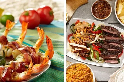 Family Fajita And Bacon Wrapped Shrimp Meal For 4