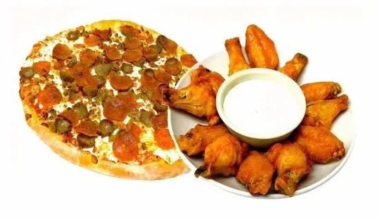 XL Gourmet Pizza & 10 Bone In  Wings