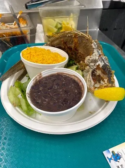 Whole Fried Yellowtail Snapper