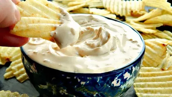 French Onion Dip with Hot Potato Chips 