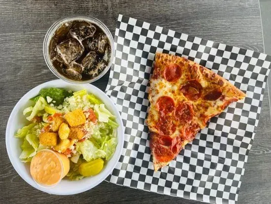 #3 One Slice of Pepperoni, Salad & Soda