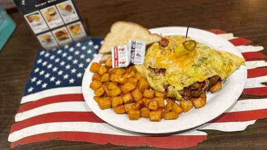 Steak and cheese omelette 