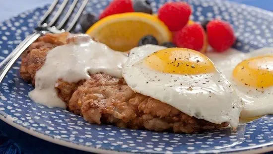 Chicken Fried Steak with Two Eggs