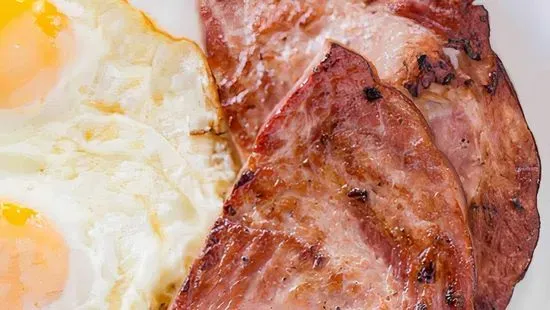 Ham Steak with Two Eggs