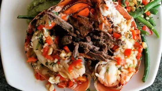 Garlic Butter Lobster and Carne Asada