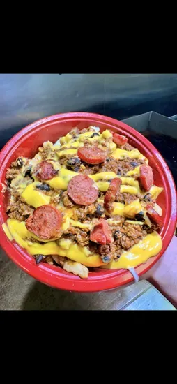 Chili cheese dog fries