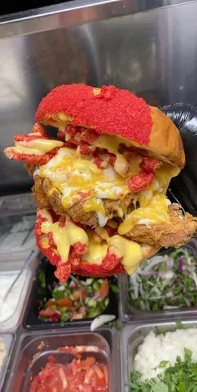 Hot Cheetos Chicken Zinger Burger Combo (loaded)