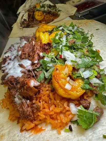 Birria & Shrimp Fusion Burrito (Loaded)