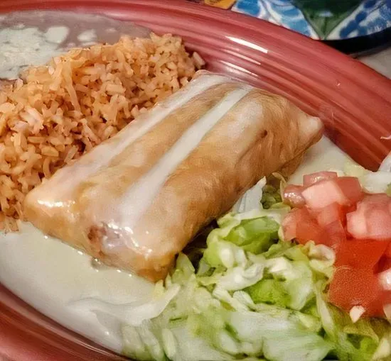 Chimichanga plate (Chicken or Steak) Please indicate meat preference 