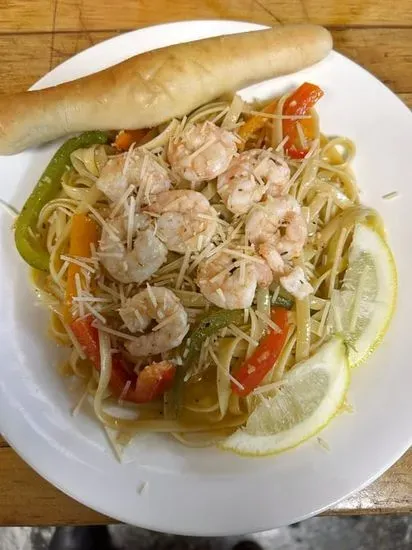 Shrimp scampi fettuccine 