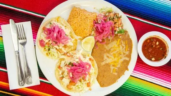 Tacos de camaron plate