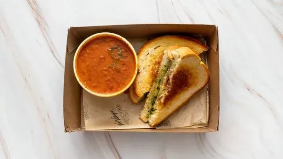 Pesto Grilled Cheese & Tomato Soup