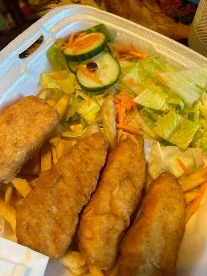 Chicken Finger Dinner With Fries & Salad