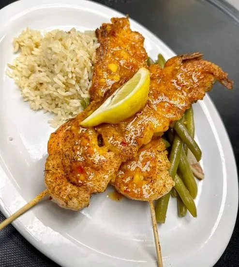 Mango chili glazed shrimp