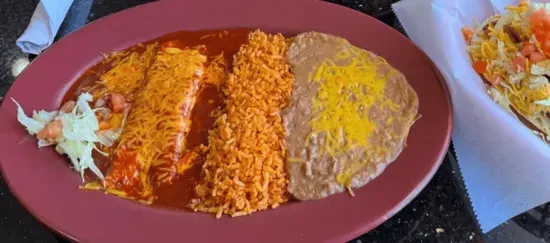 1. Two Shredded Beef Tacos and One Cheese Enchilada