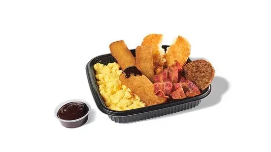 3pc Banana French Toast Sticks Platter w/ Bacon and Sausage