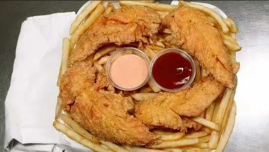 2pc chicken tenders, fries