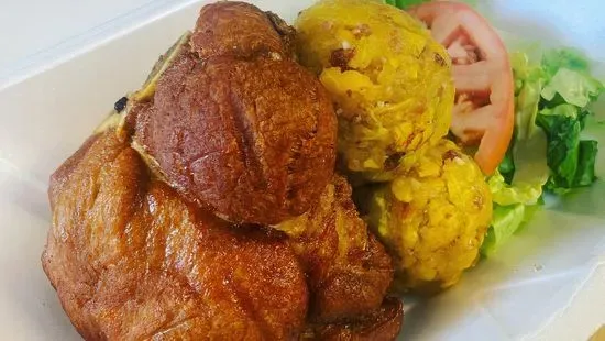 Mofongo-Chuletas/Fried Pork Chops