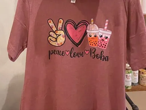 "Peace, Love, Boba"-Pink-XL