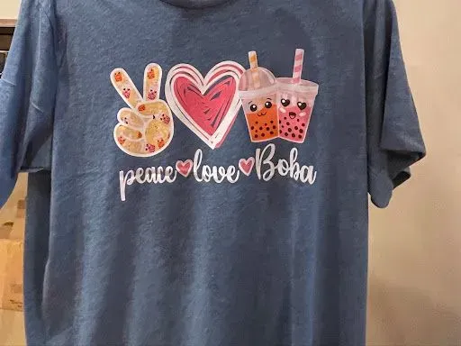 "Peace, Love, Boba"-Teal-M